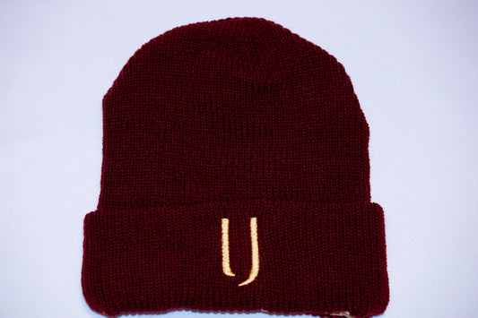 Burgundy Beanie with Pearl Satin