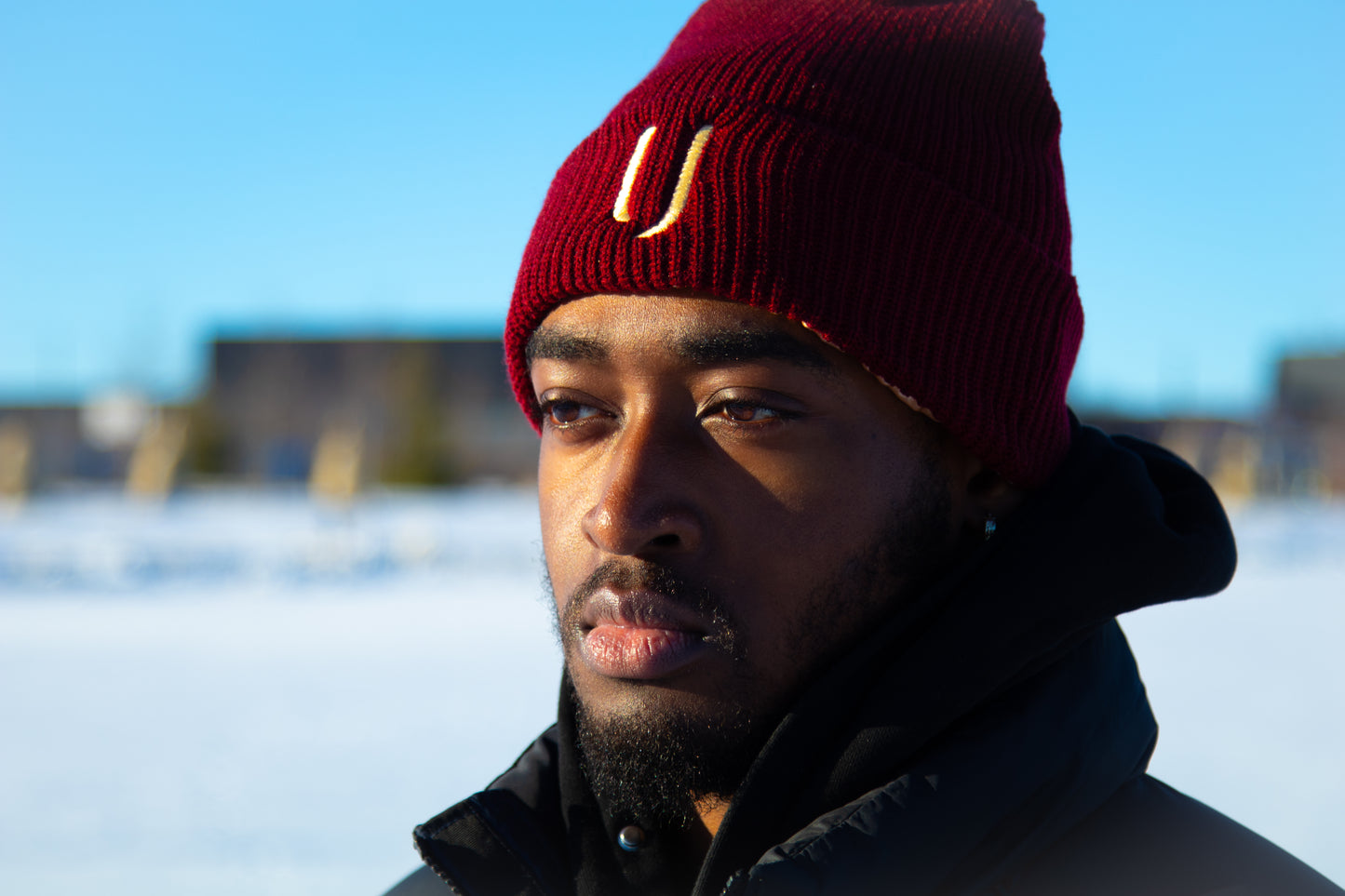 Burgundy Beanie with Pearl Satin